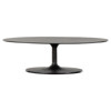 Mona French Country Black Aluminum Oval Pedestal Outdoor Coffee Table