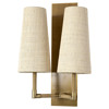 Palecek Irving Coastal Beach Natural Raffia Antique Brass Double Sconce
