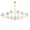 Polly French White Scalloped Linen Shade Natural Brass Chandelier