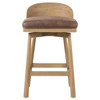Caius Modern Classic Brown Leather Oak Wood Swivel Counter Stool