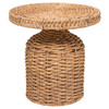 Brooke Coastal Beach Natural Woven Water Hyacinth Round Side Table