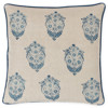 Nora Coastal Indigo Linen Parakeet Throw Pillow Cover - 20x20