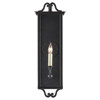 Ashbourne Traditional Seeded Glass Black Iron Outdoor Wall Sconce - Small