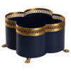 Tindra Updated Traditional Navy Blue Iron Quatrefoil Cachepot - Small