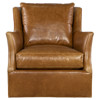 Norman Rustic Lodge Brown Leather Swivel Arm Chair