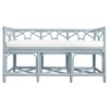 Worlds Away Ferguson Coastal Beach White Performance Light Blue Rattan Entryway Bench