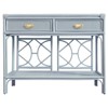 Worlds Away Gideon Coastal Beach Light Blue Rattan Console Table