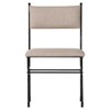 Angela Updated Traditional Beige Linen Black Iron Dining Chair