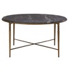 Emari French Country Black Marble Antique Brass Round Coffee Table