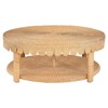 Anissa Coastal Beach Natural Woven Rattan Round Scalloped Coffee Table