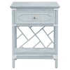 Ava Coastal Beach Light Blue Woven Rattan Nightstand