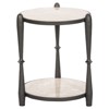 Marriot Updated Traditional Beige Marble Black Iron Round End Table