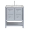 Draven Modern Classic White Carrara Marble Light Blue Wood Vanity Sink - 30"