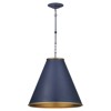 Penelope Updated Traditional Blue Iron Cone Single Pendant - Large