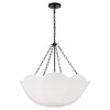 Visual Comfort Studio Stassi French Country Aged Iron White Scalloped Shade 3 Light Chandelier