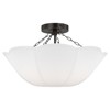 Visual Comfort Studio Stassi French Country Aged Iron White Scalloped Shade Semi Flush Mount