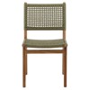 Francine Coastal Natural Teak Green Woven Outdoor Dining Chair - Set of 2