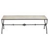 Arlene Updated Traditional White Travertine Bronze Iron Rectangular Coffee Table