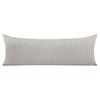 Yvora Coastal Beach Light Grey Striped Linen Lumbar Pillow - 14x40