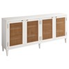 Bluebird Coastal Beach White Wood Woven Cane Media Console