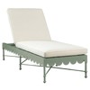 Delphine French Country White Sunbrella Green Aluminum Scalloped Outdoor Chaise