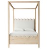 Novielle Coastal Beach White Linen Wood Scalloped Canopy Bed - Queen