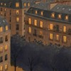 Isidore Leroy Toits de Paris Dark Blue City Landscape Wallpaper - Panel A