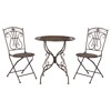 Sara French Country Antique Brown Iron 3 Piece Outdoor Bistro Dining Set