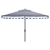 Inès French Country Blue Striped Round Scalloped Patio Umbrella