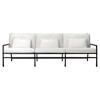 Eterna Updated Traditional Cream Upholstered Black Aluminum Outdoor Sofa - 100"