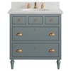 Vanity & Co Margaux Traditional Blue Wood Polished Brass Vanity Cabinet - 30"