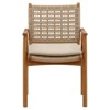 Loane Coastal Beach Sand Woven Wicker Natural Teak Outdoor Dining Arm Chair - Set of 2