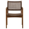 Amicie Dark Brown Woven Wicker Natural Teak Outdoor Dining Arm Chair - Set of 2