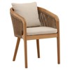 Herminia Coastal Sand Woven Natural Teak Outdoor Dining Arm Chair
