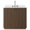 Malden Modern Classic White Marble Brown Oak Reeded Vanity Sink - 36"