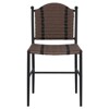 Abel Updated Traditional Brown Woven Dark Bronze Steel Outdoor Dining Chair