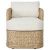 Caney Coastal Beach Cream Woven Outdoor Caster Dining Arm Chair