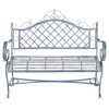 Anise French Country Antique Blue Iron Outdoor Garden Bench