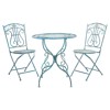 Sara French Country Antique Blue Iron 3 Piece Outdoor Bistro Dining Set