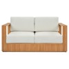 Lucian Coastal Beach Natural Reeded Teak Outdoor Loveseat - 56"