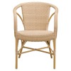 Clara Coastal Beach Brown Woven Aluminum Stackable Outdoor Dining Arm Chair