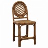 Louise Coastal Beach Chestnut Brown Handwoven Rattan Counter Stool