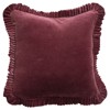 Camilla Updated Traditional Burgundy Velvet Ruffled Throw Pillow - 18x18