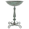 Lyra French Country Antique Green Iron Bird Bath