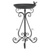Aiden French Country Black Scroll Iron Outdoor Bird Bath