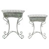 Hollis French Country Antique Green Scroll Iron Outdoor Planter - Set of 2