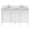 Bella Modern White Carrara Marble Double Vanity Sink - 60"