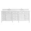Bella Modern Classic White Zeus SIlestone Double Vanity Sink - 84"
