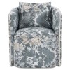 Erin Updated Traditional Blue Tapestry Dining Swivel Arm Chair