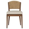 Atwood Coastal Beach Beige Woven Toasted Brown Teak Outdoor Dining Chair
